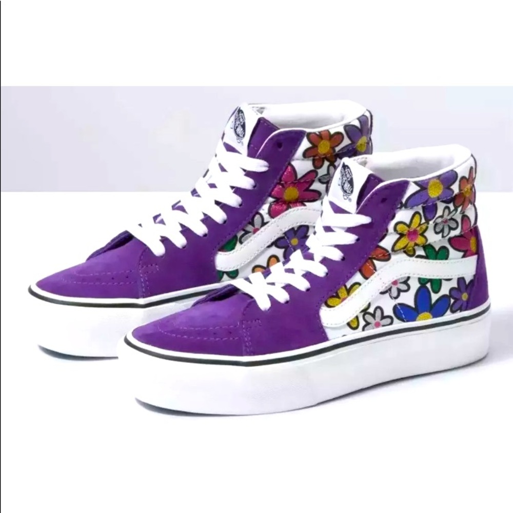 Vans sk8-hi platiform glitter daises purple new - Picture 1 of 3